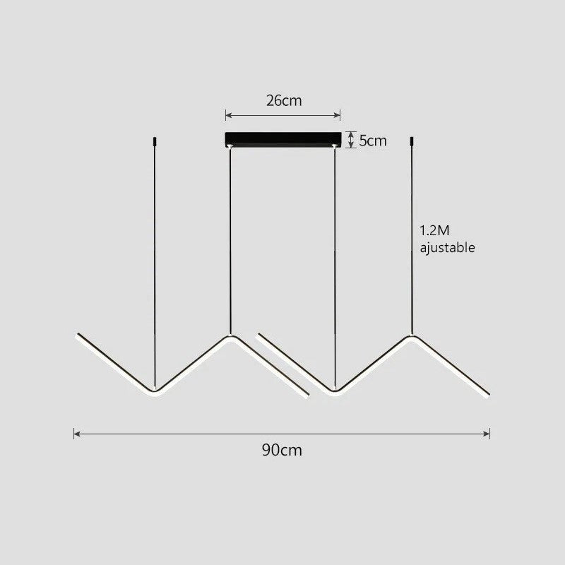 Suspension en aluminium noir ou or au design minimaliste et moderne, à LED