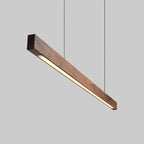 Suspension LED style bois de noyer ou de sapin | Design rectiligne & minimaliste