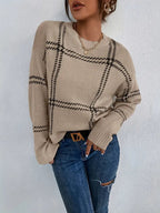 Adriana – Plaid Knitted Sweater