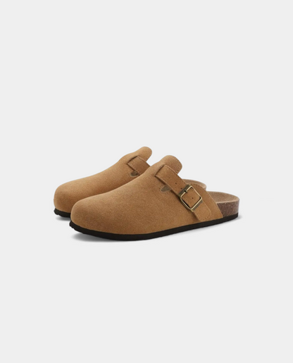 Suede Clogs with Strap