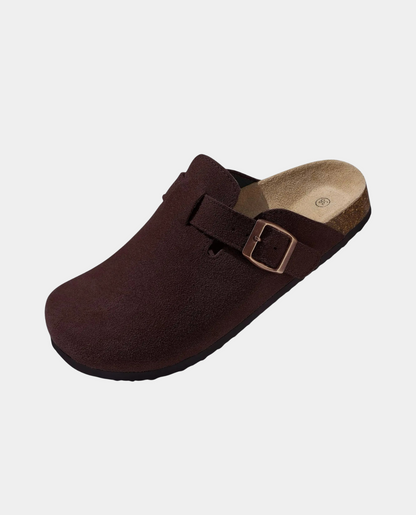 Suede Clogs with Strap