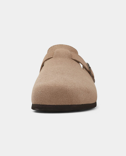 Suede Clogs with Strap