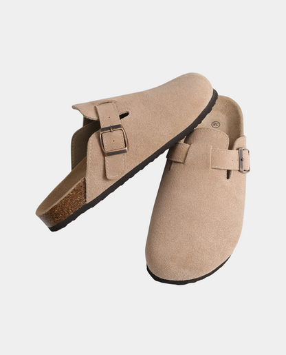 Suede Clogs with Strap