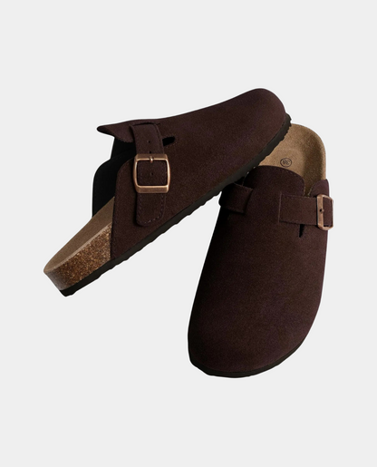 Suede Clogs with Strap