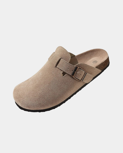 Suede Clogs with Strap