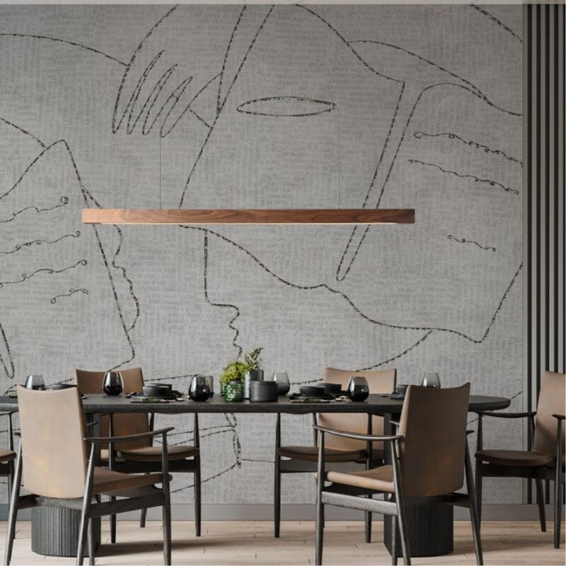 Suspension LED style bois de noyer ou de sapin | Design rectiligne & minimaliste