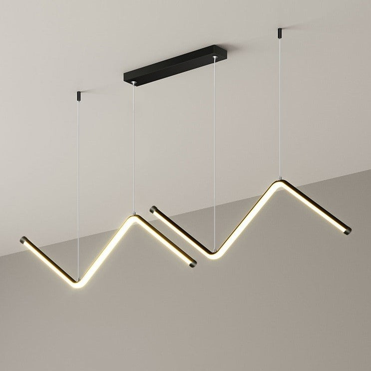 Suspension en aluminium noir ou or au design minimaliste et moderne, à LED