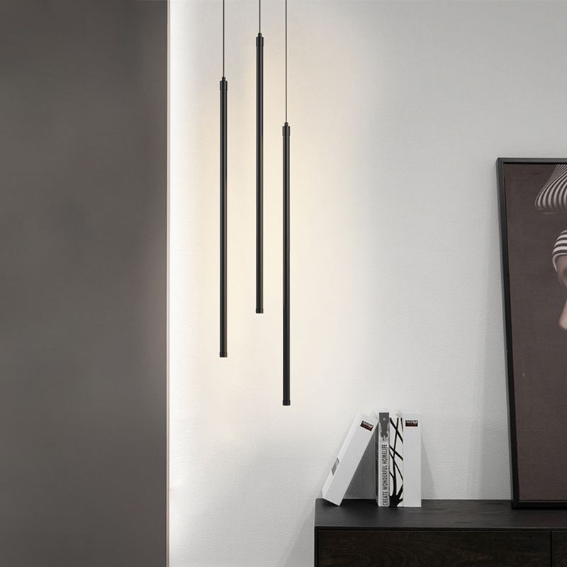 Suspension tube métal noir LED