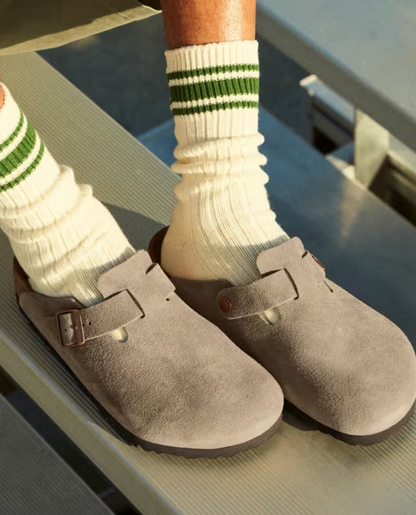 Suede Clogs with Strap