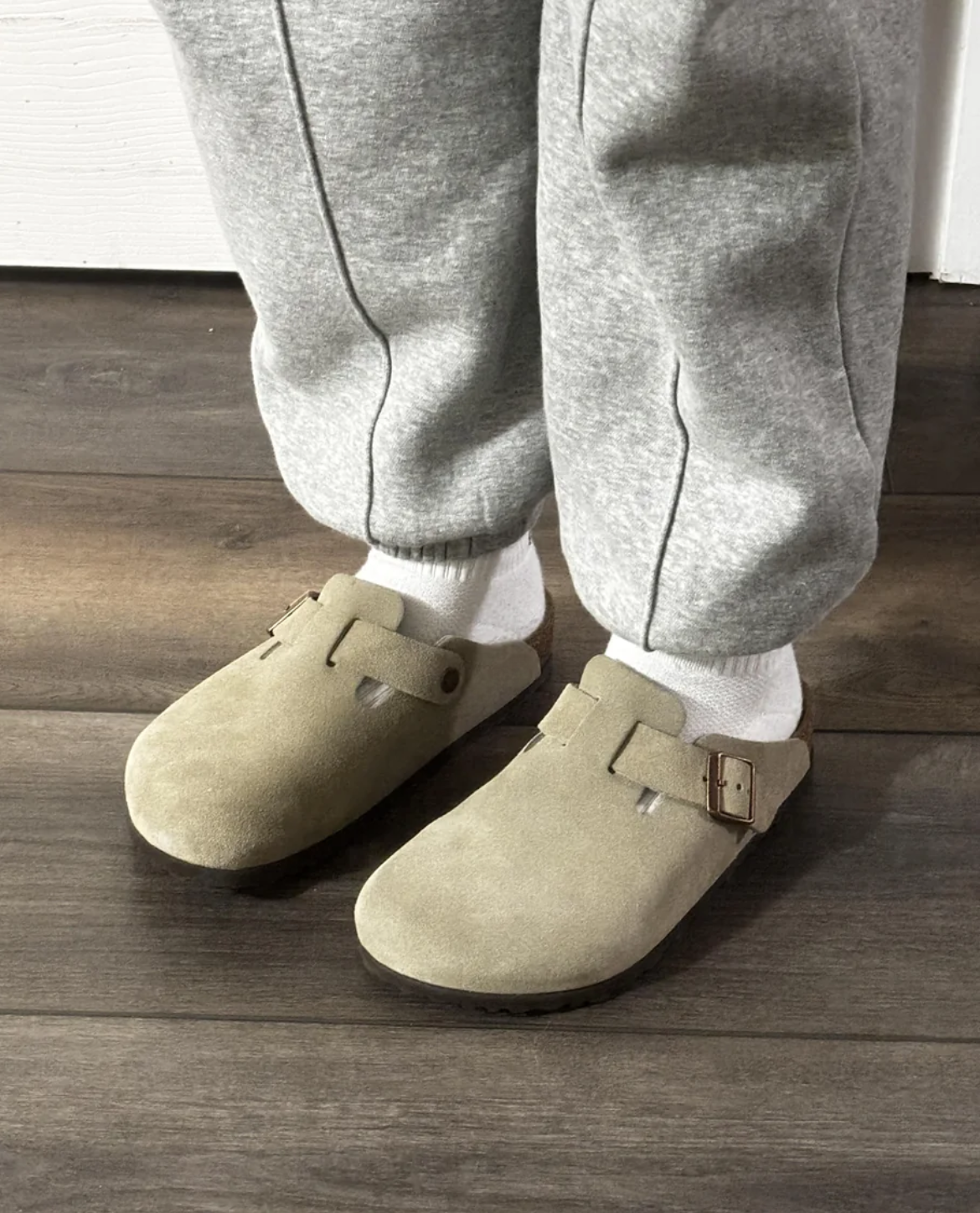 Suede Clogs with Strap