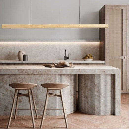 Suspension LED style bois de noyer ou de sapin | Design rectiligne & minimaliste