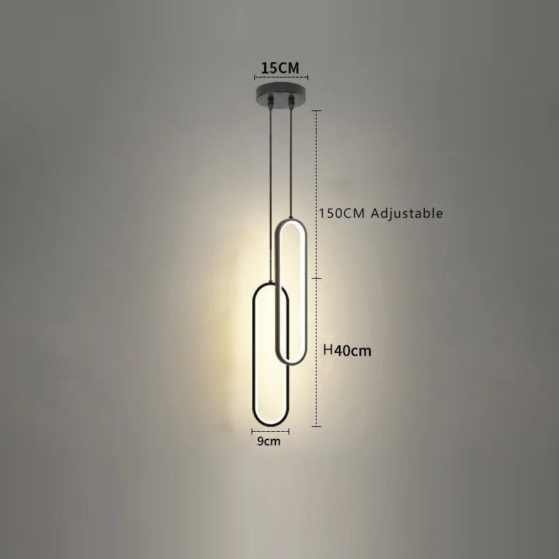 Lustre pendant / Suspension moderne en aluminium noir ou or au style minimaliste