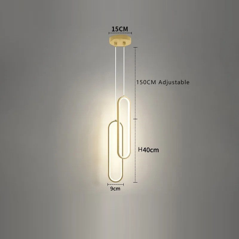 Lustre pendant / Suspension moderne en aluminium noir ou or au style minimaliste