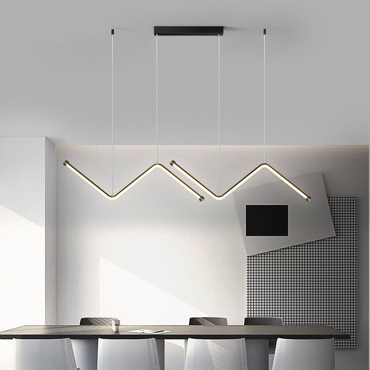 Suspension en aluminium noir ou or au design minimaliste et moderne, à LED