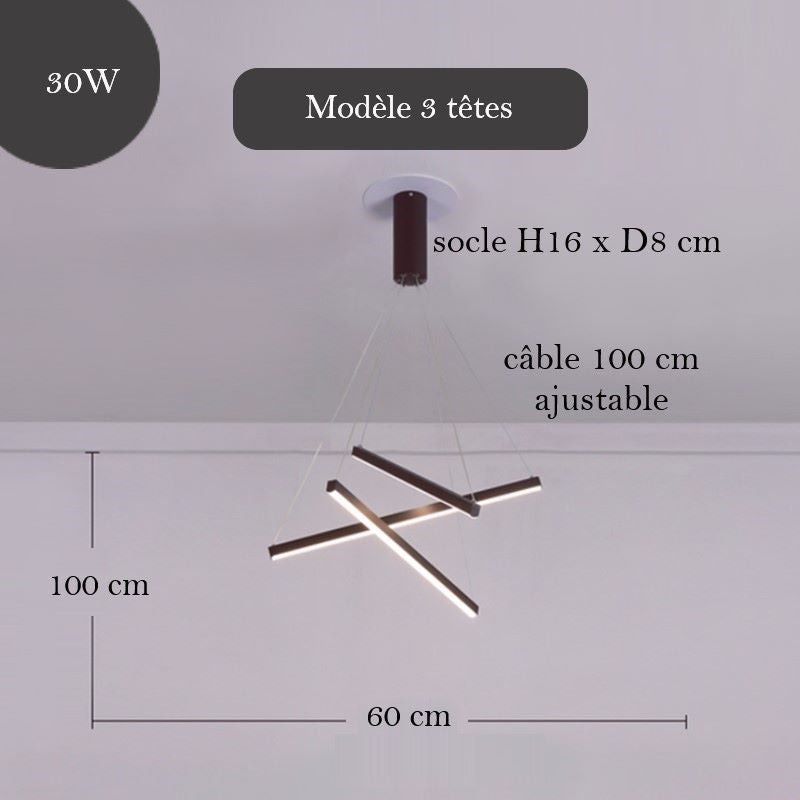 Lustre suspendu élégant, aux lignes croisées