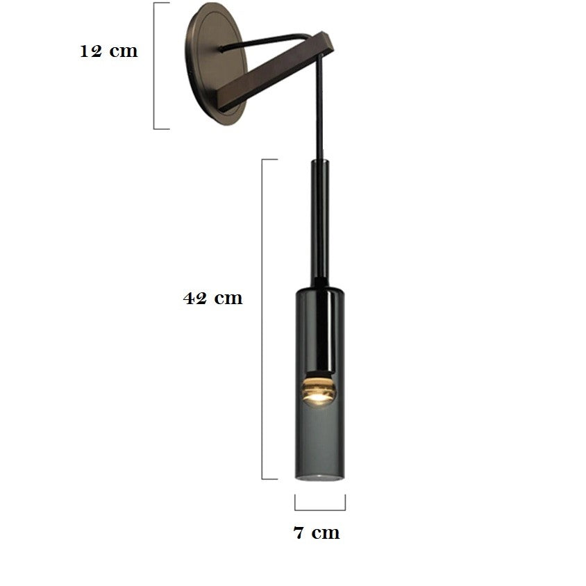 Applique murale suspendue en verre gris fumé au design moderne en forme de bouteille