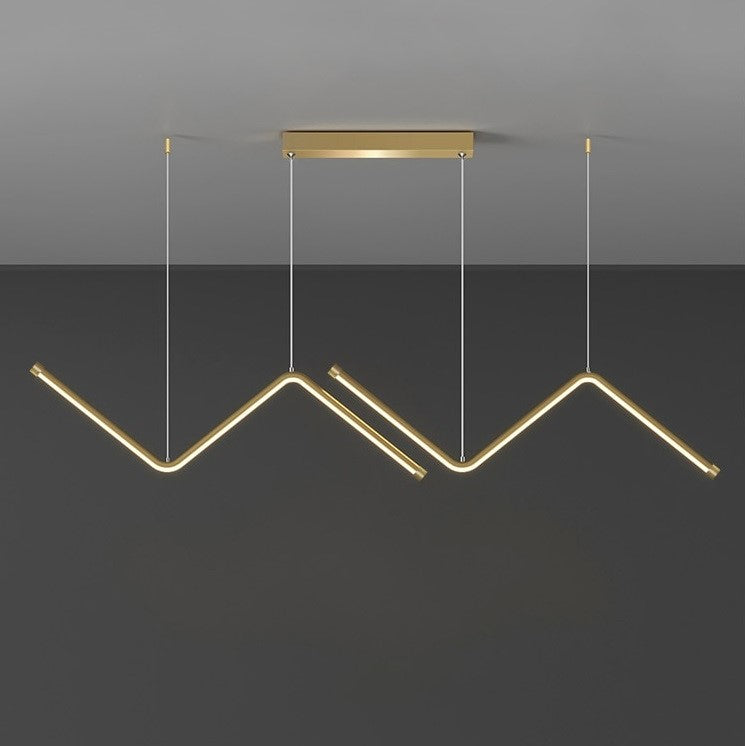 Suspension en aluminium noir ou or au design minimaliste et moderne, à LED