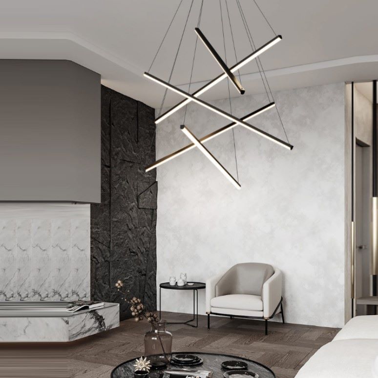 Lustre suspendu élégant, aux lignes croisées