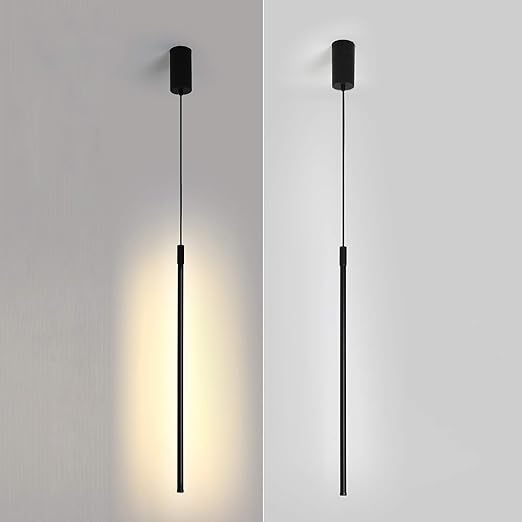 Suspension tube métal noir LED