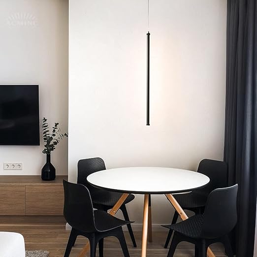 Suspension tube métal noir LED