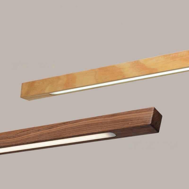 Suspension LED style bois de noyer ou de sapin | Design rectiligne & minimaliste