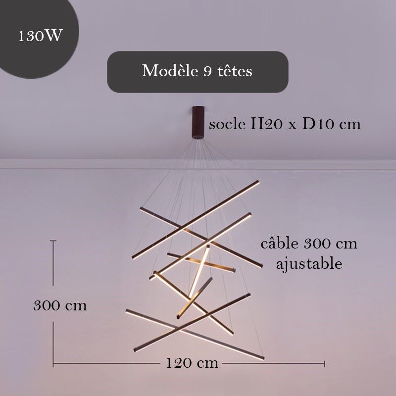 Lustre suspendu élégant, aux lignes croisées