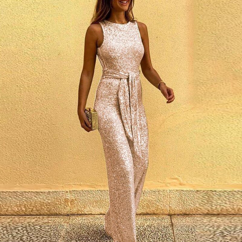 Glitter Jumpsuit Zonder Mouwen