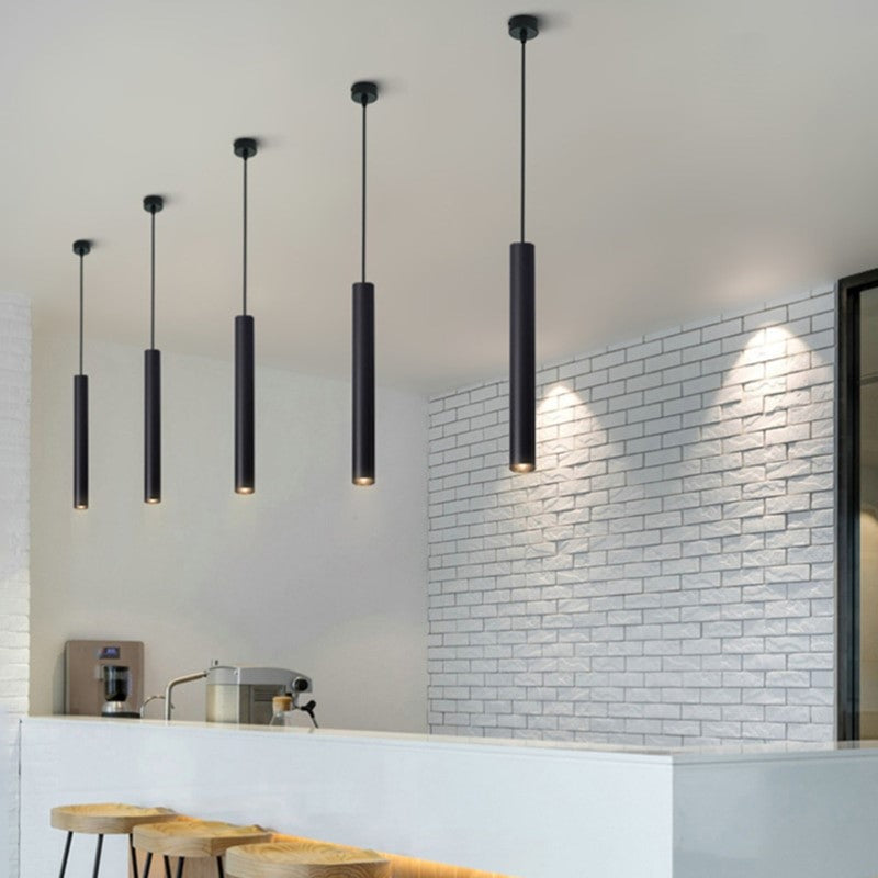 Suspension minimaliste en aluminium, design tube cylindrique