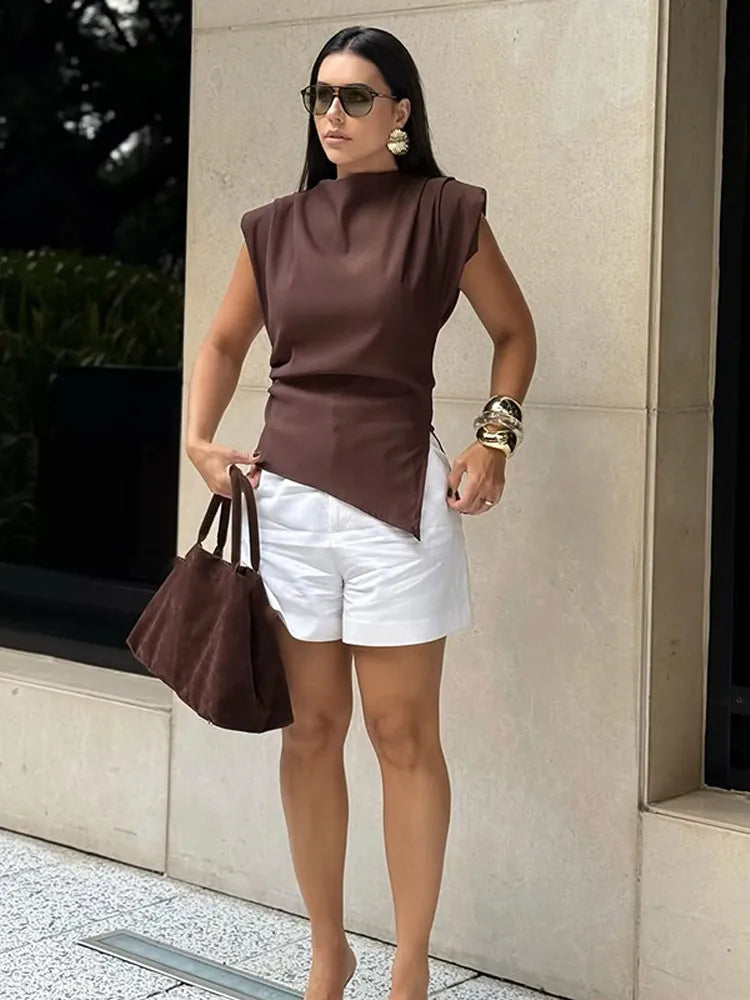 Elegant O-neck Sleeveless Bodycon Tops