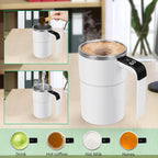 The mug automatically stirs the coffee
