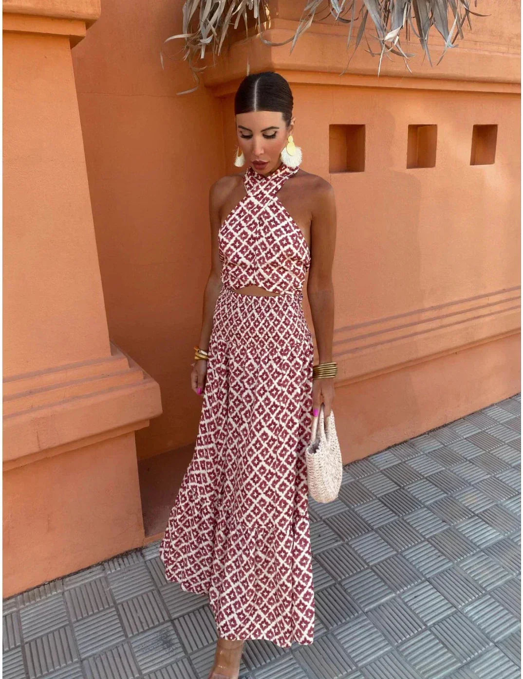Gathered Off-Shoulder Jurk
