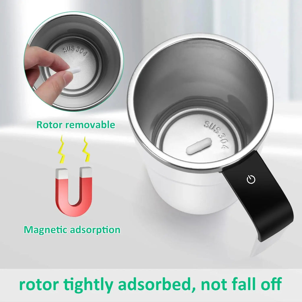 The mug automatically stirs the coffee
