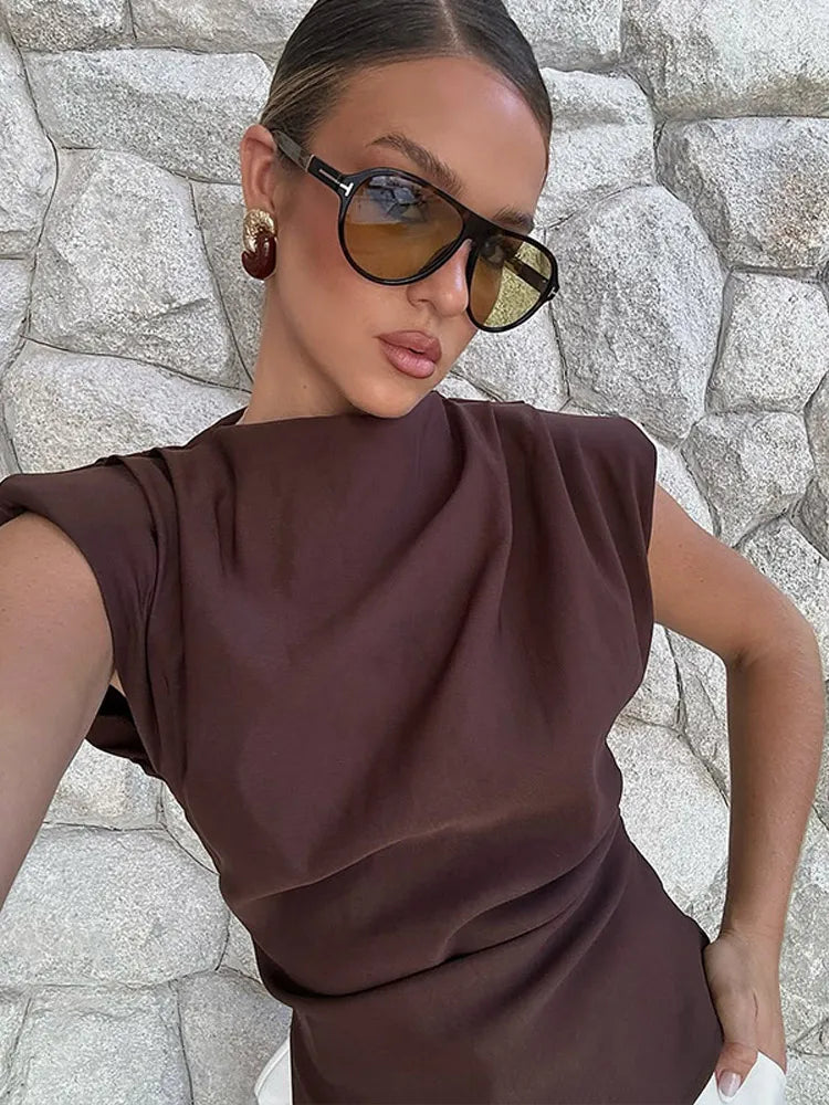 Elegant O-neck Sleeveless Bodycon Tops