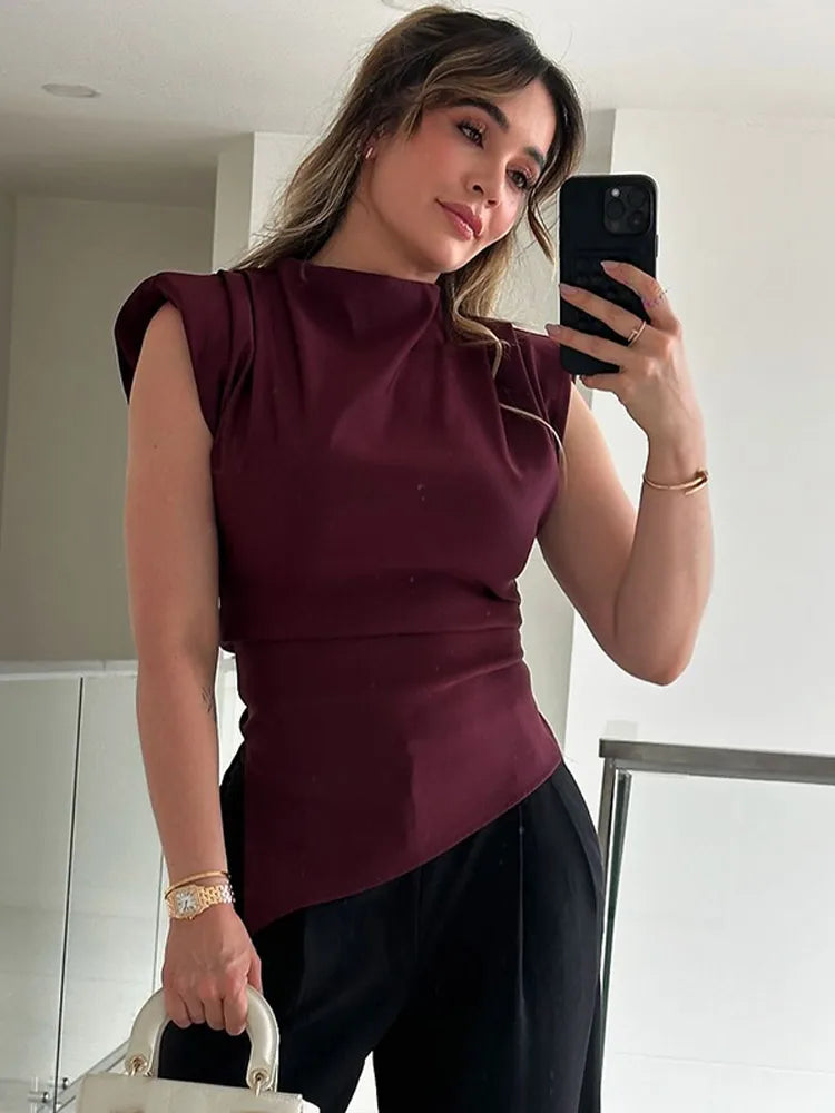 Elegant O-neck Sleeveless Bodycon Tops