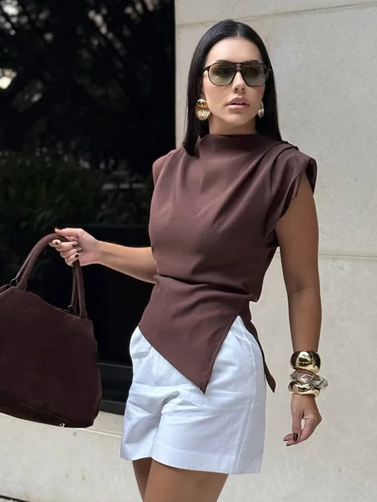 Elegant O-neck Sleeveless Bodycon Tops