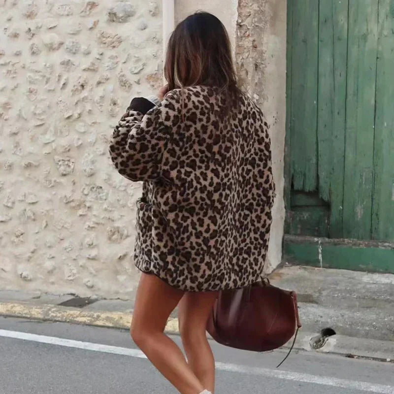 Syvanna – Leopard Fleece Jacket