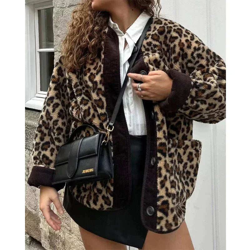 Syvanna – Leopard Fleece Jacket