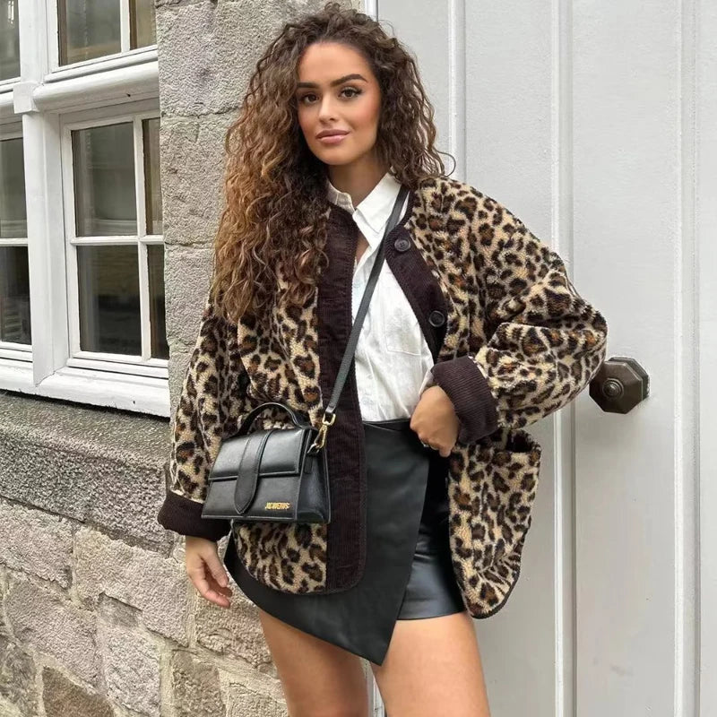 Syvanna – Leopard Fleece Jacket