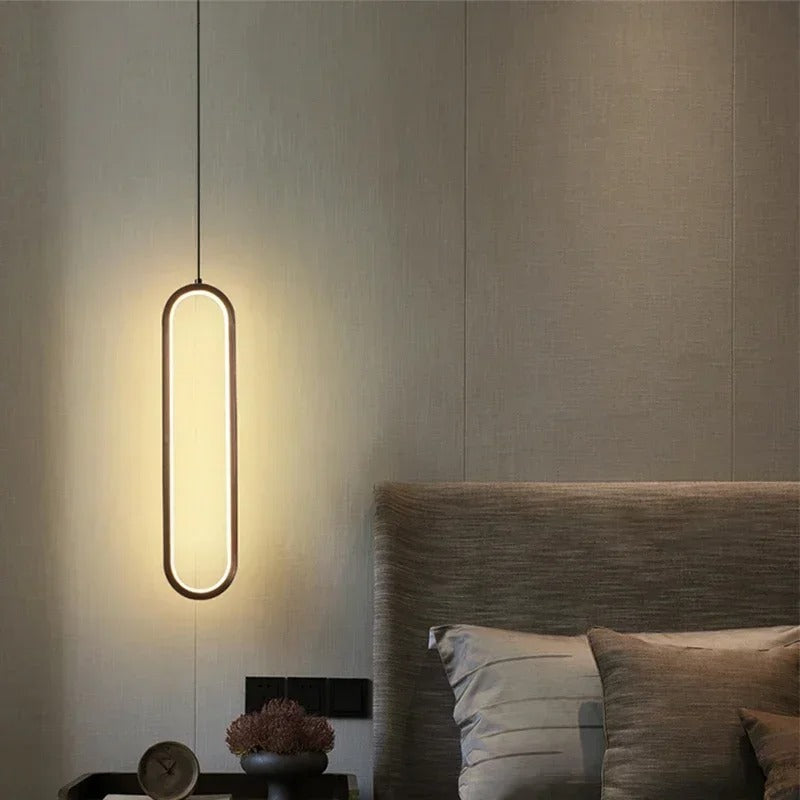 Lustre pendant / Suspension moderne en aluminium noir ou or au style minimaliste