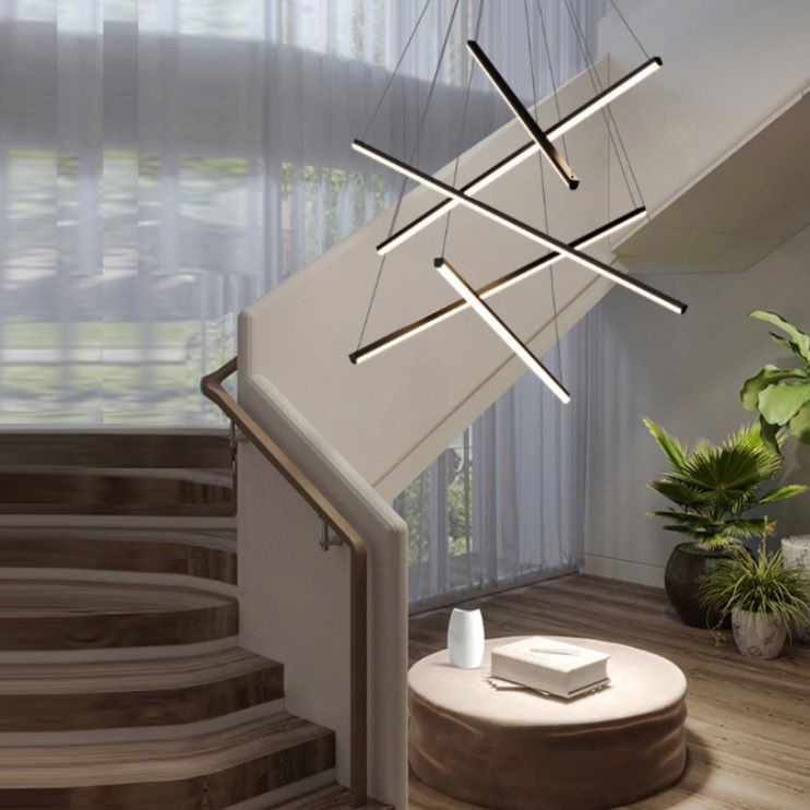 Lustre suspendu élégant, aux lignes croisées