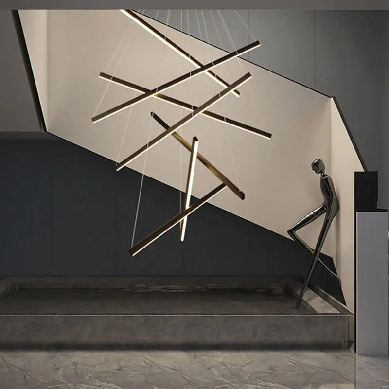 Lustre suspendu élégant, aux lignes croisées