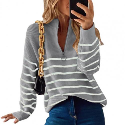 Gestreepte Half-Zip Trui