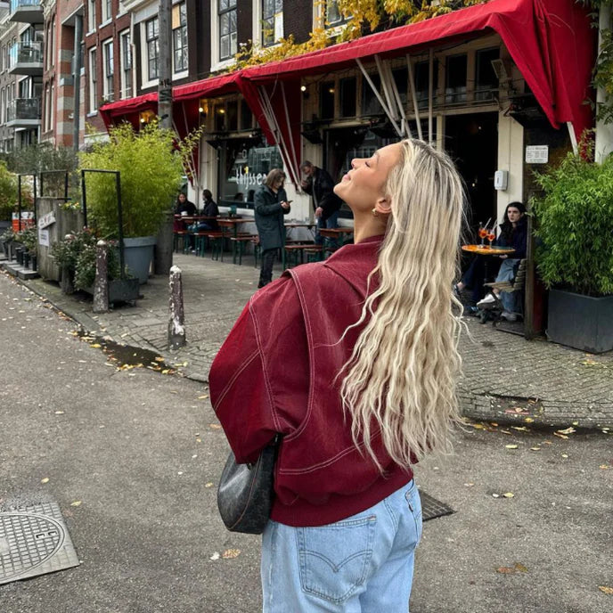 Sienna – Red Oversized Leather Jacket